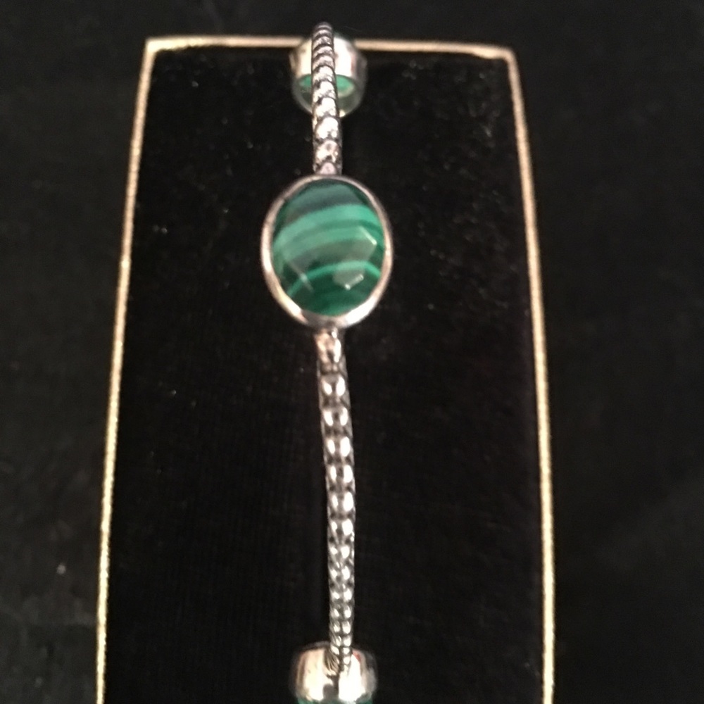 Hilary Joy 925 Sterling Silver Malachite Bangle